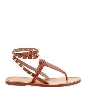Valentino Rockstud ankle wrap Sandals, cognac - sz 41
